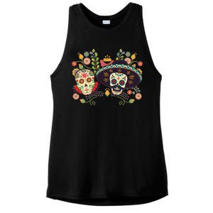 Sugar Skulls Day of the Dead Ladies PosiCharge Tri-Blend Wicking Tank