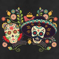Sugar Skulls Day of the Dead Garment-Dyed Fleece Hoodie