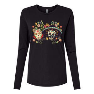 Sugar Skulls Day of the Dead Womens Cotton Relaxed Long Sleeve T-Shirt