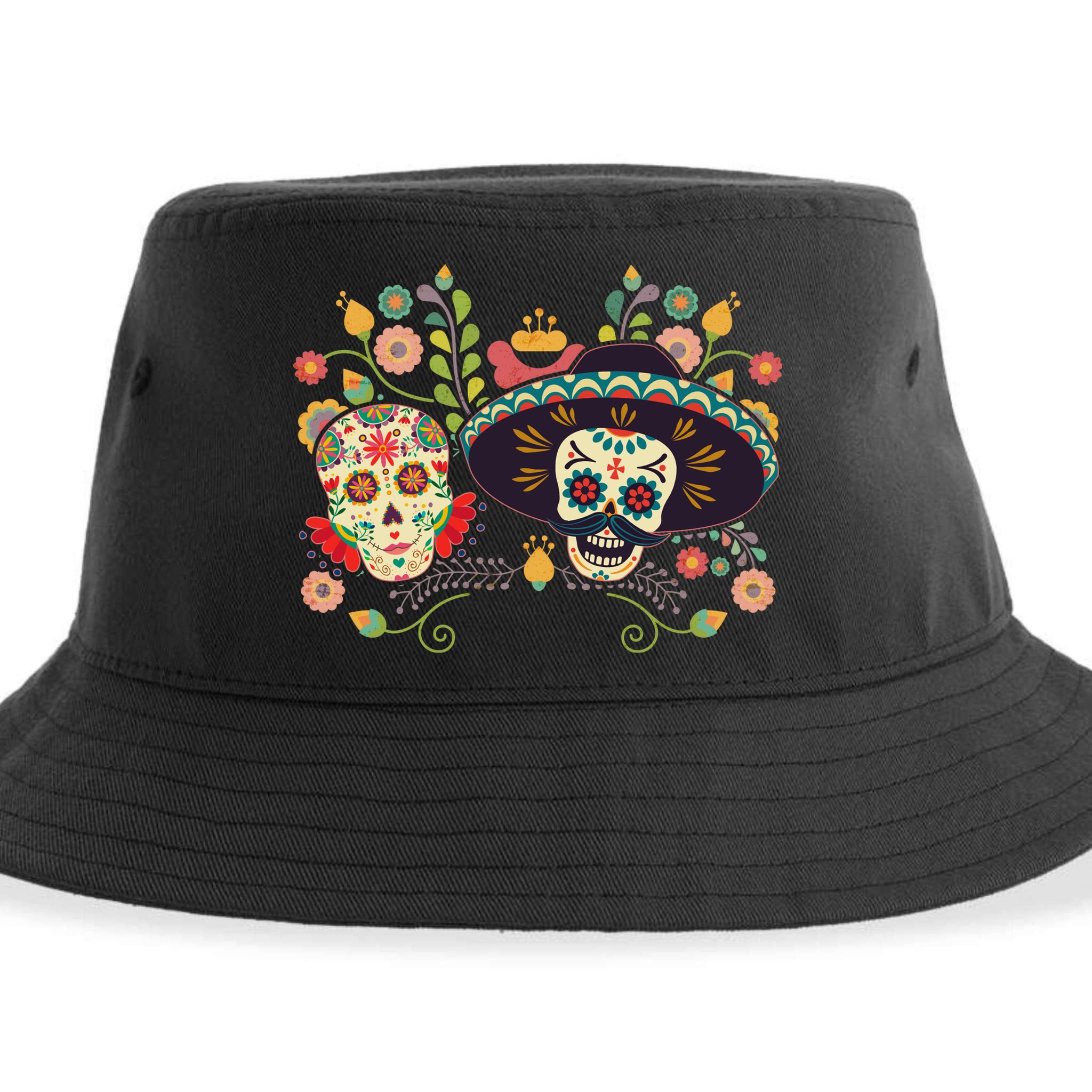 Sugar Skulls Day of the Dead Sustainable Bucket Hat