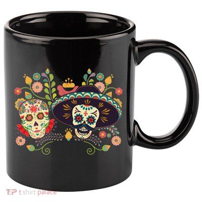 Sugar Skulls Day of the Dead 11oz C Handle Ceramic Mug