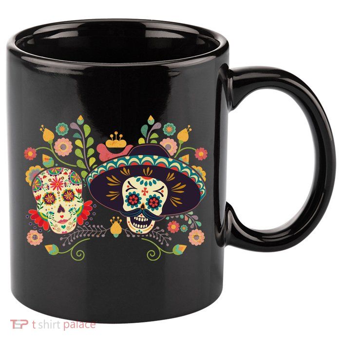 Sugar Skulls Day of the Dead 11oz C Handle Ceramic Mug