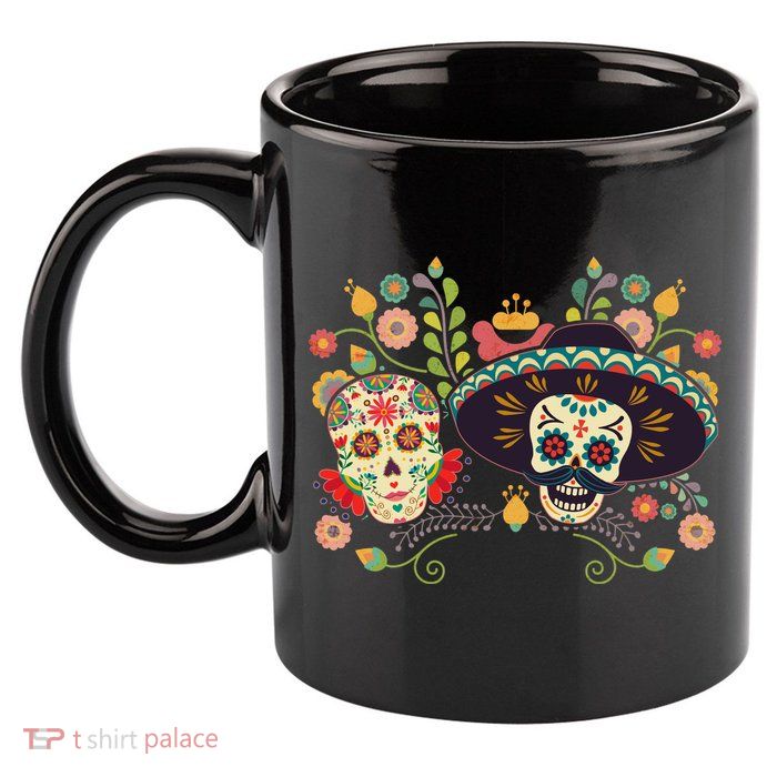 Sugar Skulls Day of the Dead 11oz C Handle Ceramic Mug