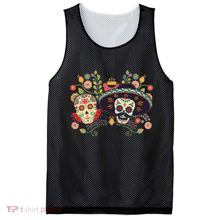 Sugar Skulls Day of the Dead Mesh Reversible Basketball Jersey Tank
