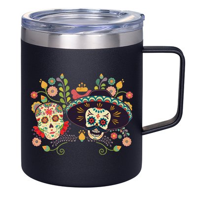 Sugar Skulls Day of the Dead 12oz Stainless Steel Coffee Mug