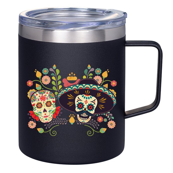 Sugar Skulls Day of the Dead 12oz Stainless Steel Coffee Mug