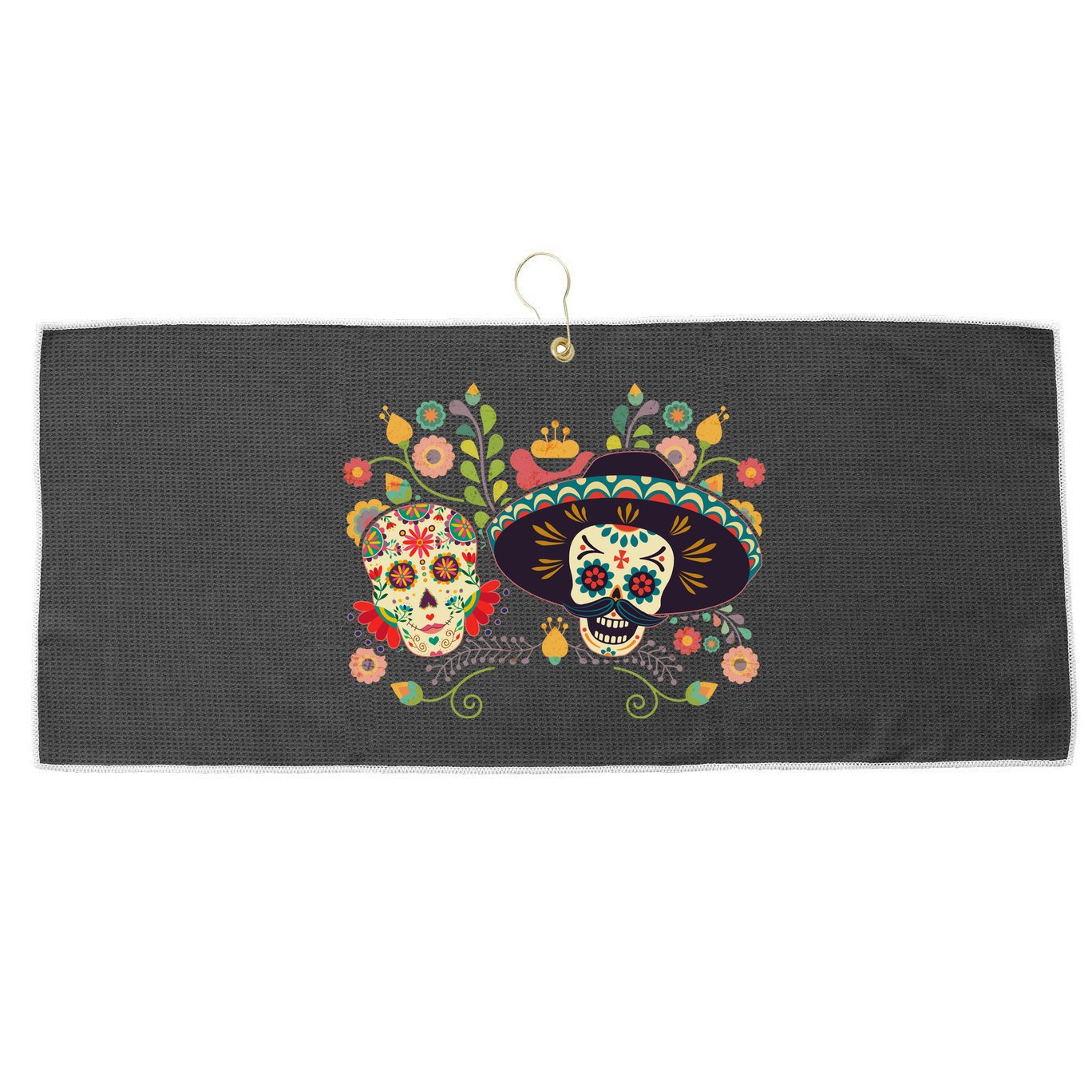 Sugar Skulls Day of the Dead Large Microfiber Waffle Golf Towel
