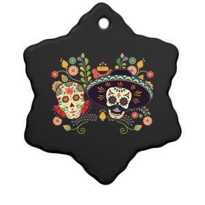 Sugar Skulls Day of the Dead Ceramic Star Ornament