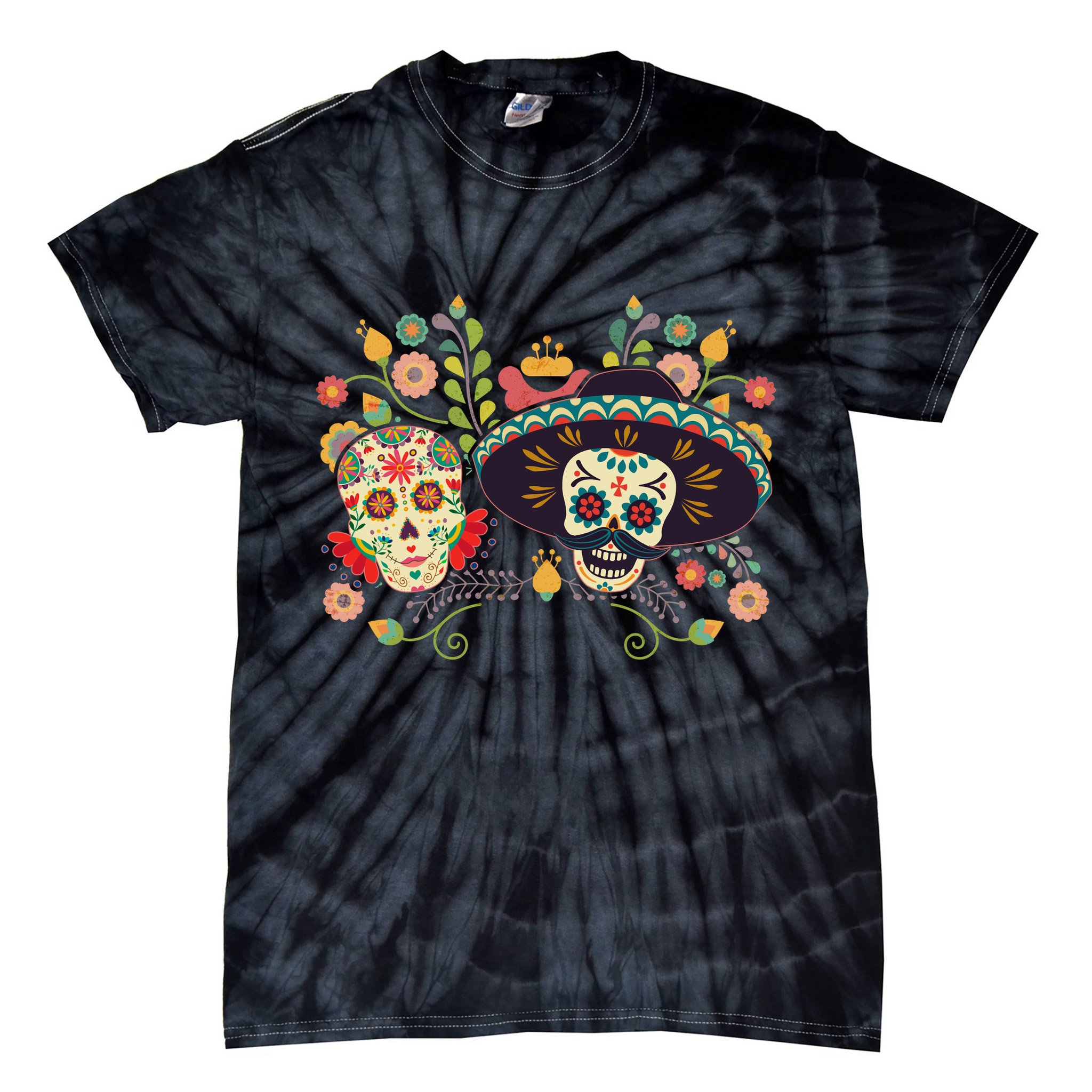 Sugar Skulls Day of the Dead Tie-Dye T-Shirt