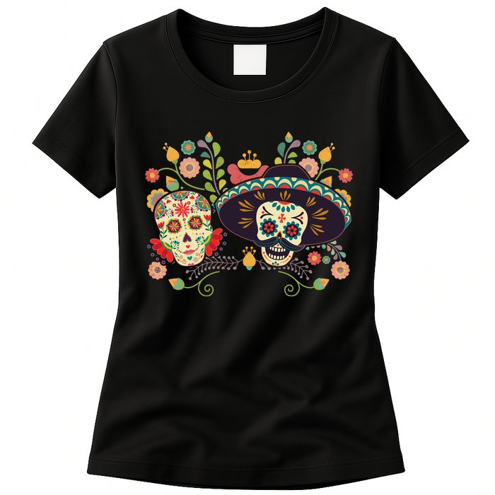 Sugar Skulls Day of the Dead Womens T-Shirt