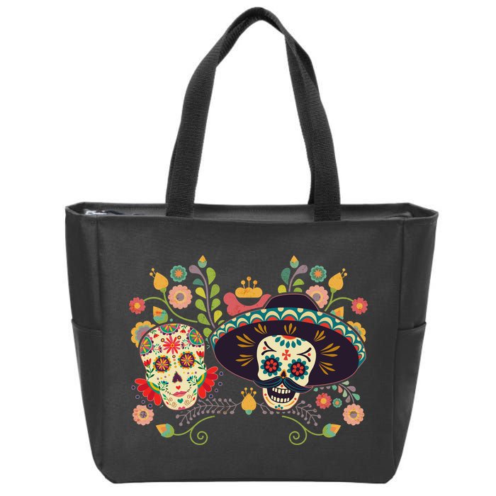 Sugar Skulls Day of the Dead Zip Tote Bag