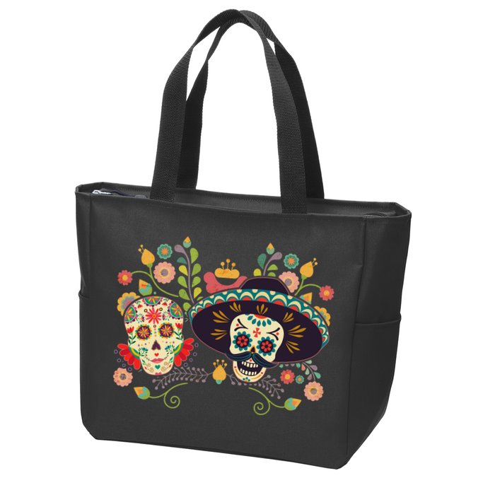 Sugar Skulls Day of the Dead Zip Tote Bag
