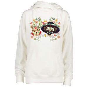 Sugar Skulls Day of the Dead Womens Funnel Neck Pullover Hood