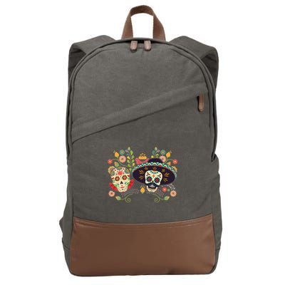 Sugar Skulls Day of the Dead Cotton Canvas Backpack