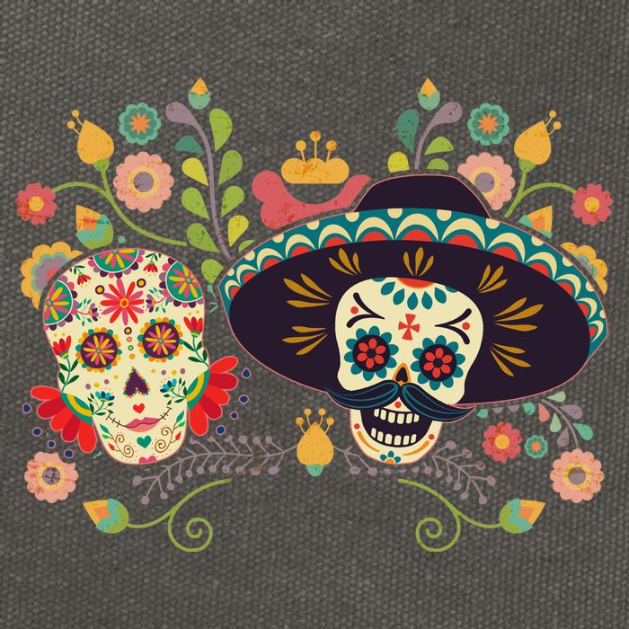 Sugar Skulls Day of the Dead Cotton Canvas Backpack