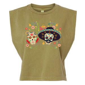 Sugar Skulls Day of the Dead Garment-Dyed Women's Muscle Tee