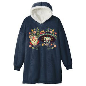 Sugar Skulls Day of the Dead Hooded Wearable Blanket