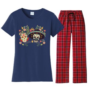 Sugar Skulls Day of the Dead Women's Flannel Pajama Set