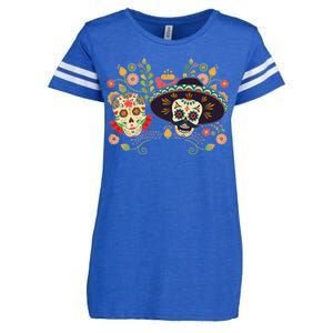 Sugar Skulls Day of the Dead Enza Ladies Jersey Football T-Shirt