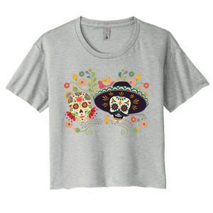 Sugar Skulls Day of the Dead Women's Crop Top Tee