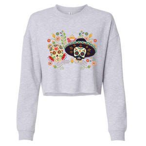 Sugar Skulls Day of the Dead Cropped Pullover Crew