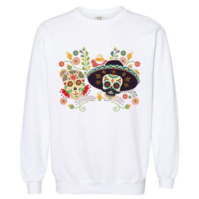 Sugar Skulls Day of the Dead Garment-Dyed Sweatshirt