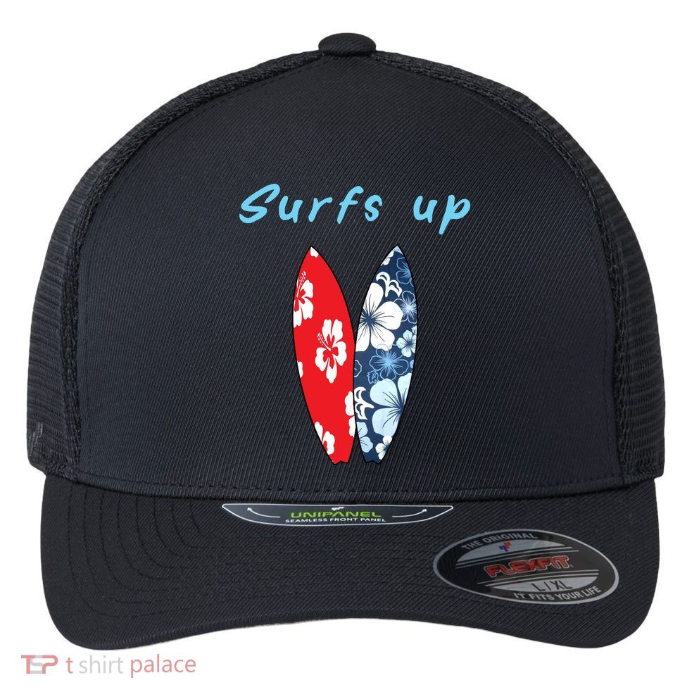 Surfs Up Hawaiian Style Flexfit Unipanel Trucker Cap