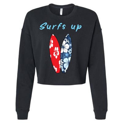 Surfs Up Hawaiian Style Cropped Pullover Crew