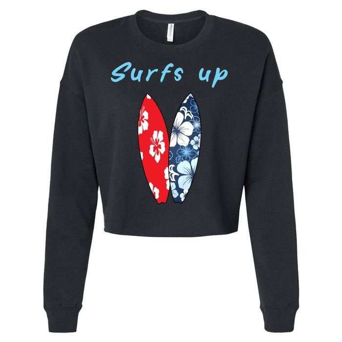 Surfs Up Hawaiian Style Cropped Pullover Crew