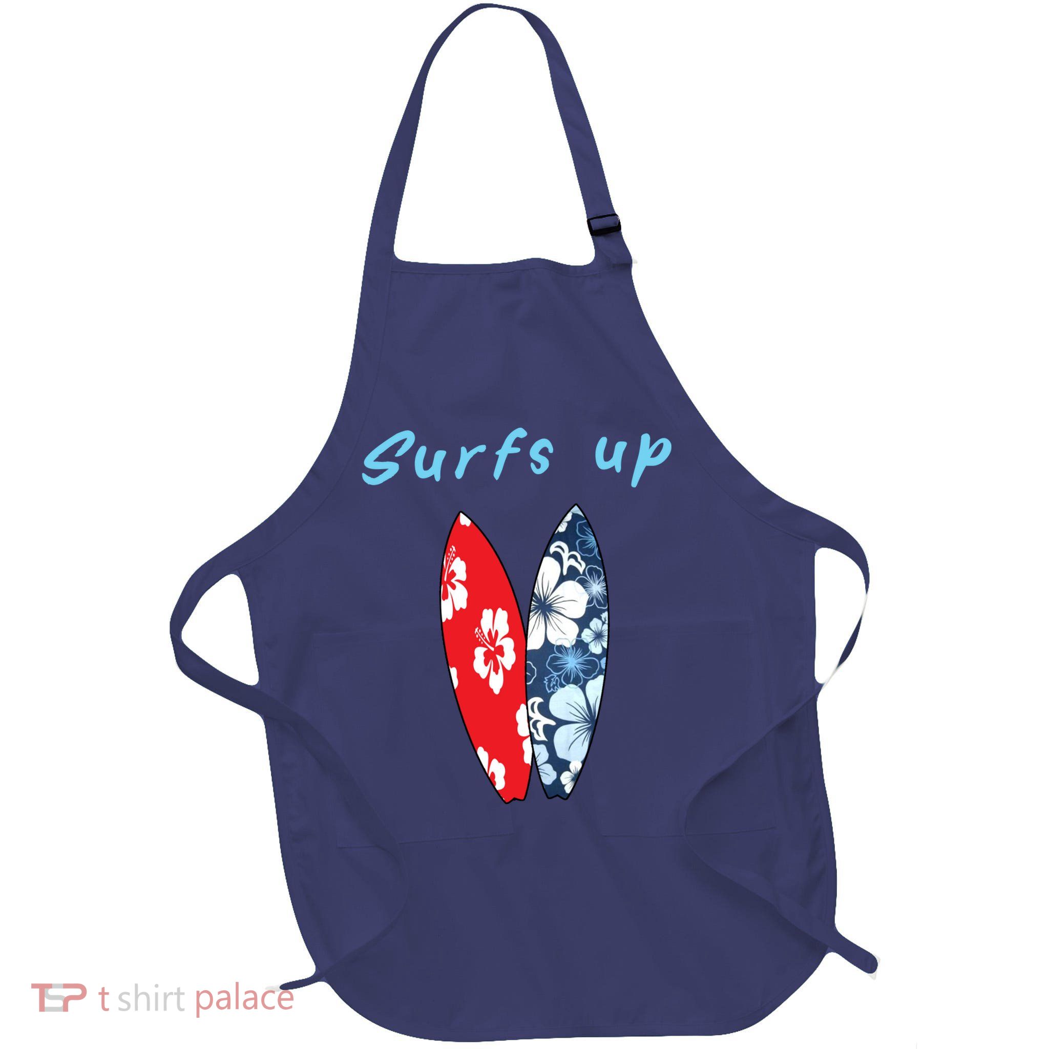 Surfs Up Hawaiian Style Full-Length Apron With Pockets