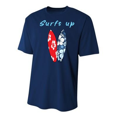 Surfs Up Hawaiian Style Youth Performance Sprint T-Shirt