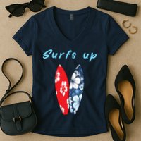 Surfs Up Hawaiian Style Women's V-Neck T-Shirt