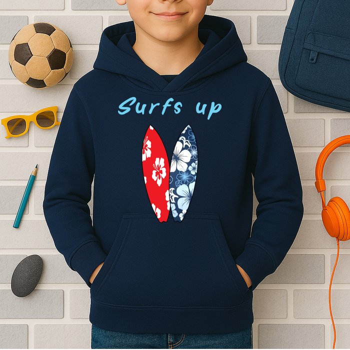Surfs Up Hawaiian Style Kids Hoodie