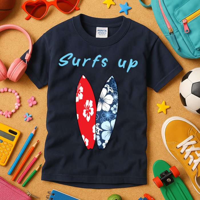 Surfs Up Hawaiian Style Kids T-Shirt