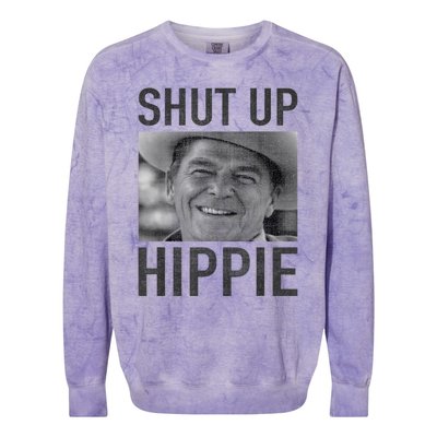 Shut Up Hippie Ronald Reagan Anti Liberal Republican Colorblast Crewneck Sweatshirt