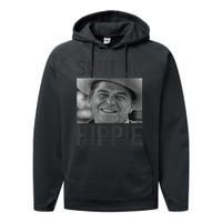 Shut Up Hippie Ronald Reagan Anti Liberal Republican Performance Fleece Hoodie