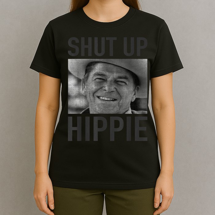 Shut Up Hippie Ronald Reagan Anti Liberal Republican T-Shirt