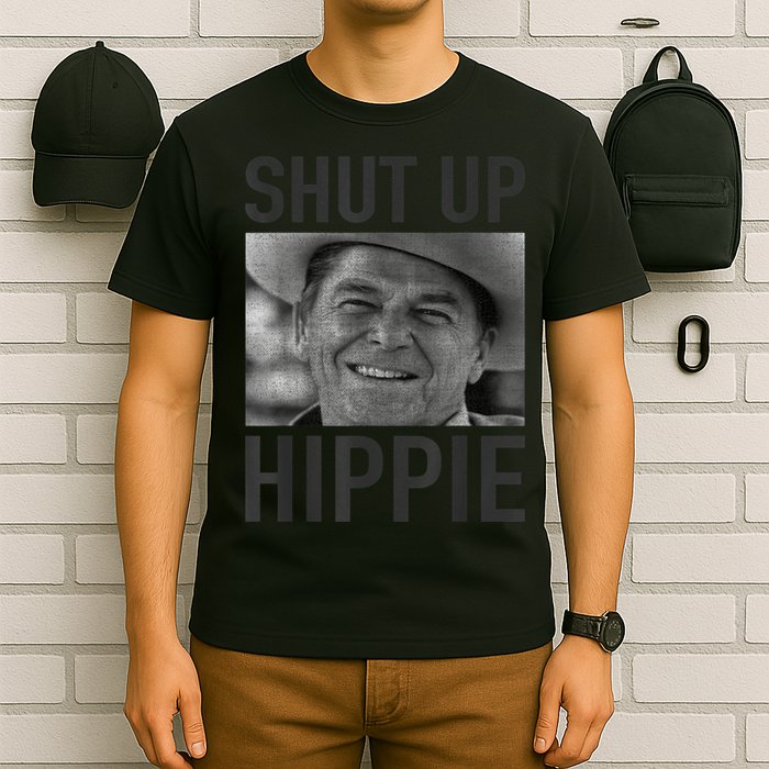 Shut Up Hippie Ronald Reagan Anti Liberal Republican T-Shirt