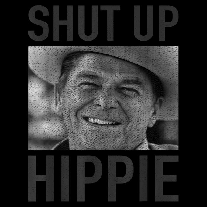 Shut Up Hippie Ronald Reagan Anti Liberal Republican T-Shirt