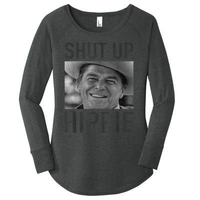 Shut Up Hippie Ronald Reagan Anti Liberal Republican Women's Perfect Tri Tunic Long Sleeve Shirt