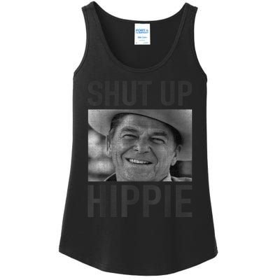 Shut Up Hippie Ronald Reagan Anti Liberal Republican Ladies Essential Tank