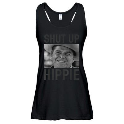 Shut Up Hippie Ronald Reagan Anti Liberal Republican Ladies Essential Flowy Tank