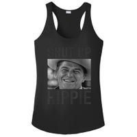 Shut Up Hippie Ronald Reagan Anti Liberal Republican Ladies PosiCharge Competitor Racerback Tank