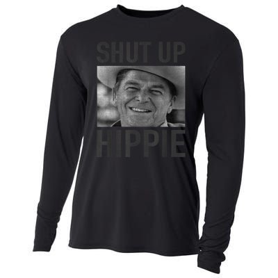 Shut Up Hippie Ronald Reagan Anti Liberal Republican Cooling Performance Long Sleeve Crew