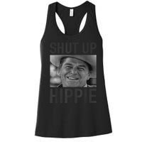 Shut Up Hippie Ronald Reagan Anti Liberal Republican Women's Racerback Tank