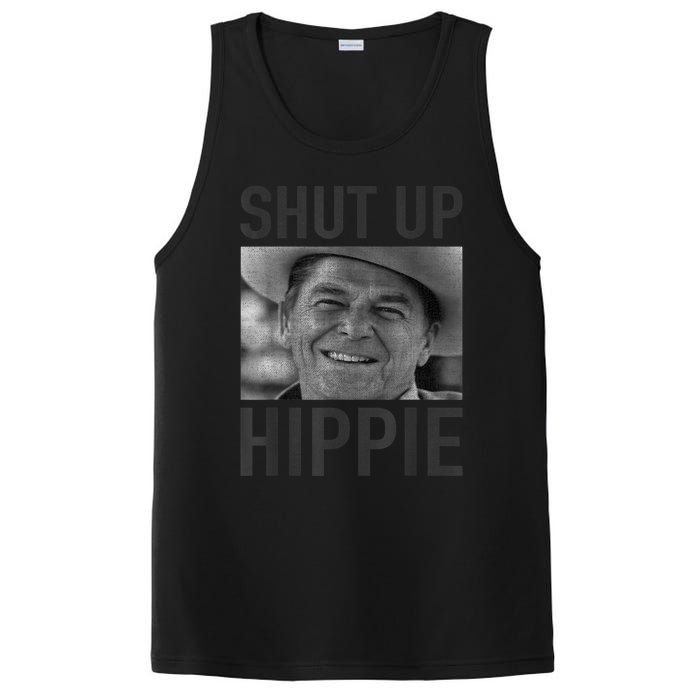 Shut Up Hippie Ronald Reagan Anti Liberal Republican PosiCharge Competitor Tank