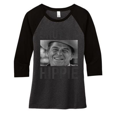 Shut Up Hippie Ronald Reagan Anti Liberal Republican Women's Tri-Blend 3/4-Sleeve Raglan Shirt