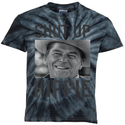 Shut Up Hippie Ronald Reagan Anti Liberal Republican Kids Tie-Dye T-Shirt