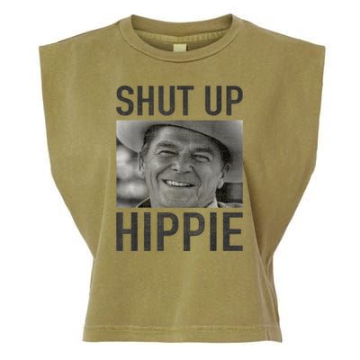 Shut Up Hippie Ronald Reagan Anti Liberal Republican Garment-Dyed Women's Muscle Tee