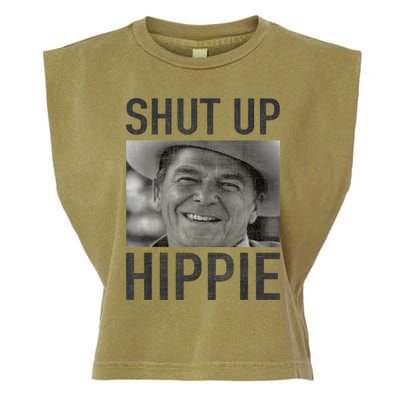 Shut Up Hippie Ronald Reagan Anti Liberal Republican Garment-Dyed Women's Muscle Tee